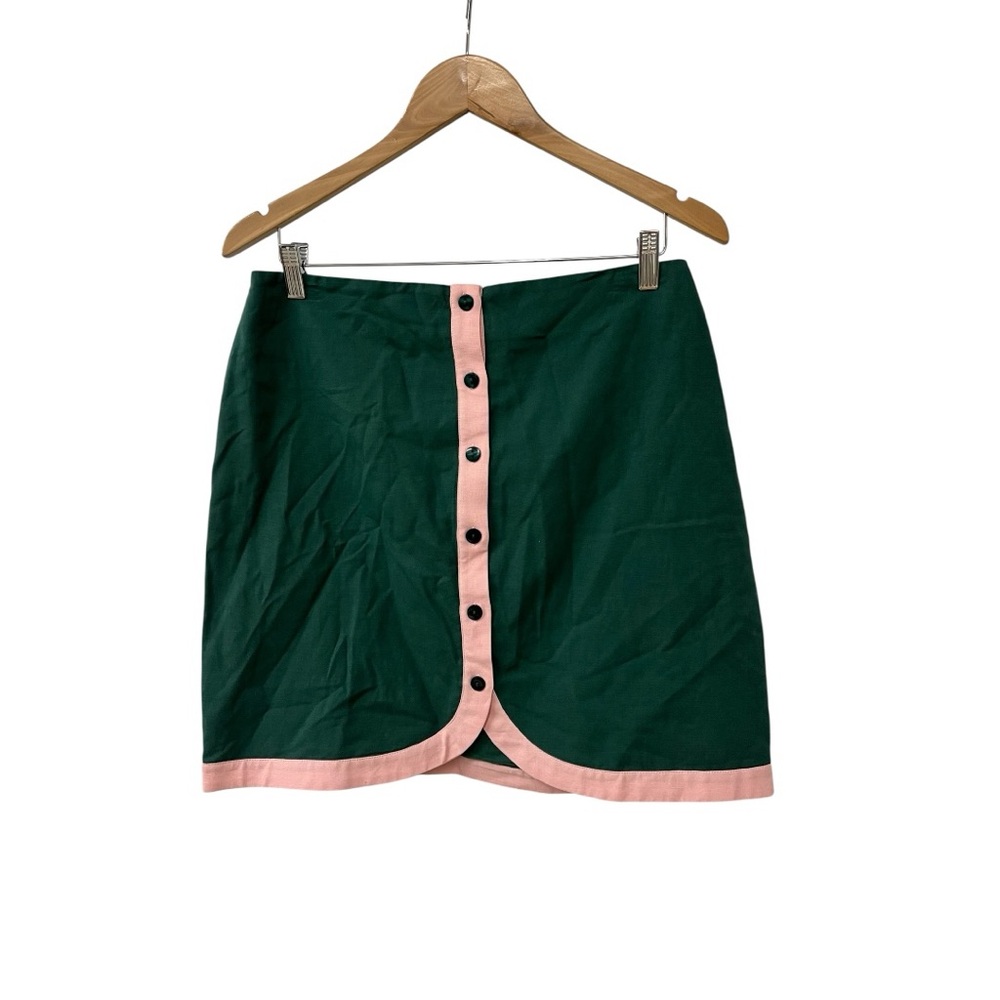 NWT Masons Daughter Green Pink Button Up Mini Skirt